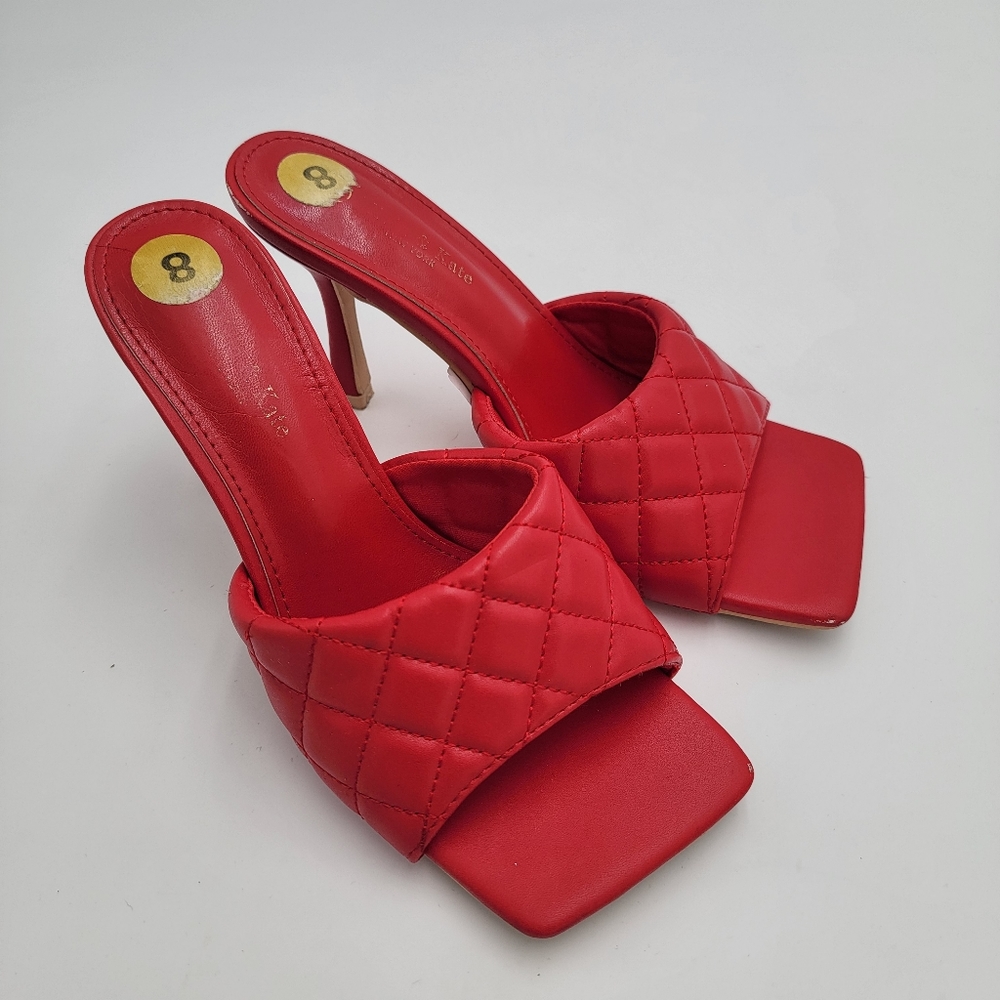 Square Toe Heels Knit Sexy Olivia & Kate Red Size 8